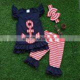Baby Girls Boutique Clothing Girls Anchor Outfits Girls Red Stripes Capris Summer Clothing Shorts With Matching Headband thumbnail-1