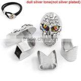 Bracelet End Bar Clasps With Slider For Leather Bracelet Halloween Skull Silver Tone Clear Rhinestone 25x15mm 13x13mm thumbnail-1