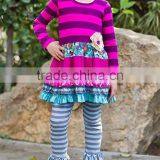 Purple Stripe Floral Girls Wear Clothes Sets Boutique Clothing thumbnail-1