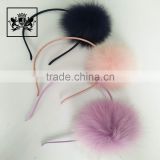 2017 Lovely design Hair Accessories Plastic Fox Fur Pom Pom Headband