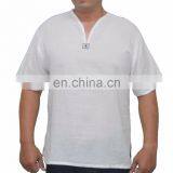 Men's V-Neck T-Shirt 100% Cotton Thai Hippie Shirt Beach Yoga Top thumbnail-4