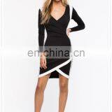 China Supplier Fashion Long Sleeves Women Sexy Black Bodycon Wrap Dress thumbnail-5