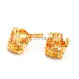 Custom Cufflink Set 18 Gold Crown Cufflinks and Earings thumbnail-3