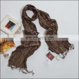 Dark brown silk paj crinkle scarf for girls