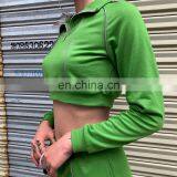 Custom Logo Skinny Crop Top Wholesale Sporty Reflective Stripe Womens Pant 2 Piece Clothing Set thumbnail-4