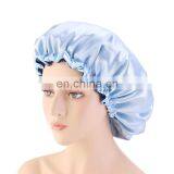 Womens Solid Satin Bonnet Elastic Band Turban Shower Cap For Hotel Silicone Shower Cap Baby Night Sleep Hat Hair Loss thumbnail-3
