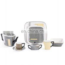 Luxury Amry Green Ceramic Coffee Mug Tea Cup Dinner Plate Ceramic Vase Cup Porcelain Tableware Set