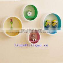 Colorful Red Blue Cute Round Wall Ledge Shelves Wooden Household Decor thumbnail-2