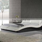 Classic Leather Bed With Leather Button, Cheap King Size Soft Bed