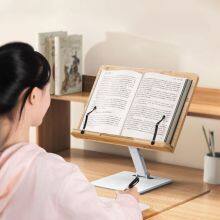 Desktop Height Adjustable Bamboo Kids Book Stand for Reading Wooden Page Clip Holder Bookends Kids Students Children Gift thumbnail-3