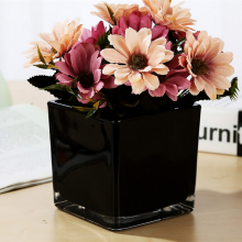 Hand Made Wedding Home Decoration Modern Luxurious Electroplate Mirror Gold Silver White Black Colored Square Glass Vase thumbnail-5