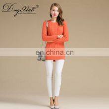 Mid-Age Women's 100% Cashmere Long Sweater Winter O-Neck Chinese Style Anti-Wrinkle Anti-Shrink Solid OEM Service Available thumbnail-2