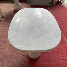 Modern Luxury Fashionable Design Style Carrara White Marble Stone Dining Table for Villa Apartment Hotel Dininig Room Furniture thumbnail-4