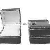 Hot Sale Leather Covered With Plastic Frame Stitching Watch Gift Box With Pillow Insert T1080