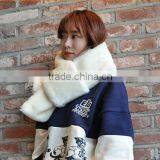 New Winter Warm Plain Woman Neck Warmer White Mink Fur Scarf thumbnail-1