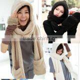 Wholesale Winter Ladies Fashion Hooded Scarf Mink Fur Poncho thumbnail-1