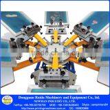 Cheap Carousel Flat Beds 6 Color 6 Station Manual T-shirt Screen Printing Machine