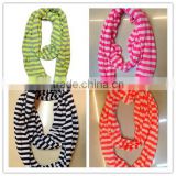 Color Striped Infinity Scarf Single Loop Scarf Stripe Jersey Knit for Men and Women