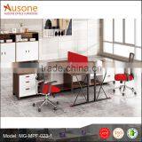 Office Furniture Type 2 Person Office Workstation With White Red Brown Color Partition