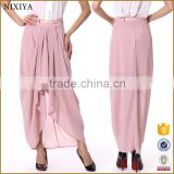 2016 Summer women chiffon maxi casual long pink skirts