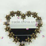 French Style Vintage Antique Heart Shape Decoration Metal Wall Mirror