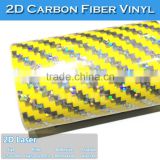 SINO Big Texture Yellow 2D Laser Carbon Fiber Foil Wrap Sticker On Car