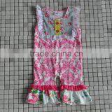 wholesale infant girls summer bib floral ruffled cotton romper