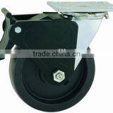 44 Series Double Ball Raceway Structure Top Plate Swivel Black PP Caster With Nylon Top Lock Brake thumbnail-1
