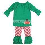 Kaiyo Children's Fall Boutique Clothing Santa Chevron Ruffle Sets OEM Service Christmas Kids Clothes thumbnail-2