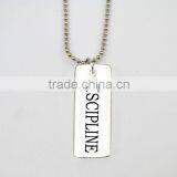 Antique Silver Plated DISCIPLINE Charms Sports Necklace Fitness Weightlifting Gym Necklace