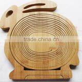 Handmade Fruit Basket Bowl Folding Bamboo Collapsing Bread Thai Bamboo Wood Handmade Decor Idea thumbnail-6