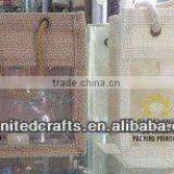 Reusable Shopping Jute Bag With Pvc Window Nice Reusable Shopping Bag thumbnail-1
