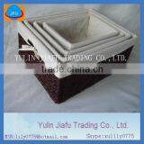 Coffee Colour Rectangle Corn Husk Brown Storage Basket With Cloth Liner thumbnail-1