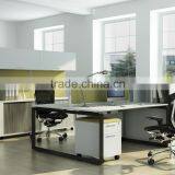 Competitive Price Flexible Design Office Table for 2 Person With Fabric Divider and Side Cabinet(DIA-series)