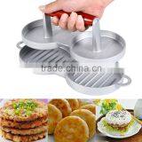 Household Double Manual Mini Burger Press Hamburger Patty Maker Burger Press thumbnail-3
