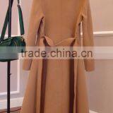 Hand Sewn Women's Wool Long Coat 100% Wool Shawl Collar With Belt thumbnail-2