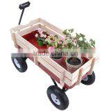 OUTDOOR WAGON ALL TERRAIN PULLING KID CHILDREN GARDEN CART W/WOOD RAILING RED thumbnail-3