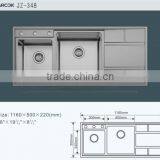 Beautifuly Double Bowl With Drainboard Easy Install Stainless Sink High Quality Kitchen Sink thumbnail-3