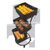 Top Sale Cheap Price 3 Tier Plastic Wicker Basket Fruit Vegetable Display Rack