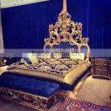 European Antique Distressed Finished Wooden Bedroom Set, Natural Wood Carving Bedroom Set thumbnail-6