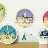 Fashion 10" Wood Color Clock With Iron Tower Shape, Creative Mute Wall Clock For Decoration thumbnail-6