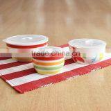 3pcs Hand Painting Stoneware Micorwave Bowl Set With Lid thumbnail-1