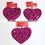2017 Felt Cut Out Ornaments Pink Hearts Valentines Day Decoration Lot Made in China
