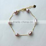 8-9 mm Purple Rice Shape Freshwater Pearl Bracelet thumbnail-4