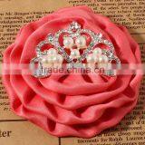 Satin Hanmade Rose Flower With Crown for Kids Hair Accessories thumbnail-3