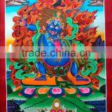 Beautiful Black Mahakala Thangka Handpainted in Nepal thumbnail-1