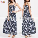 Ladies Fashion Dresses Women Summer Pictures Daisy Print Tie Front Elastic Waist Cami Dress thumbnail-1