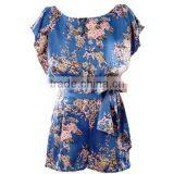 Latest Design Printing Sash Belted Short Jumpsuit in Satin for Women thumbnail-2