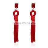 Bohemian Jewelry Rhinestone Gems With Long Colorful Tassel Charms Earrings for Women thumbnail-4