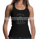 Women Fashion Cotton Tank Top Clothes Iron On Wine Rhinestone Transfer Design thumbnail-1